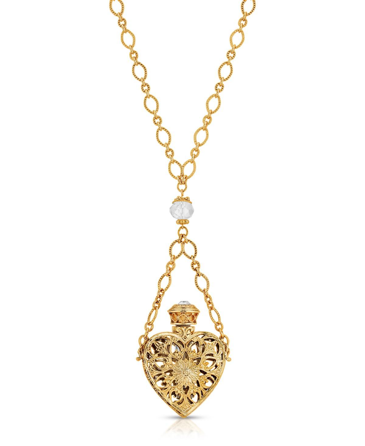 1928 14k Gold-Dipped Crystal Filigree Heart With Glass Vial Necklace, Womens, Gold Tone Product Image