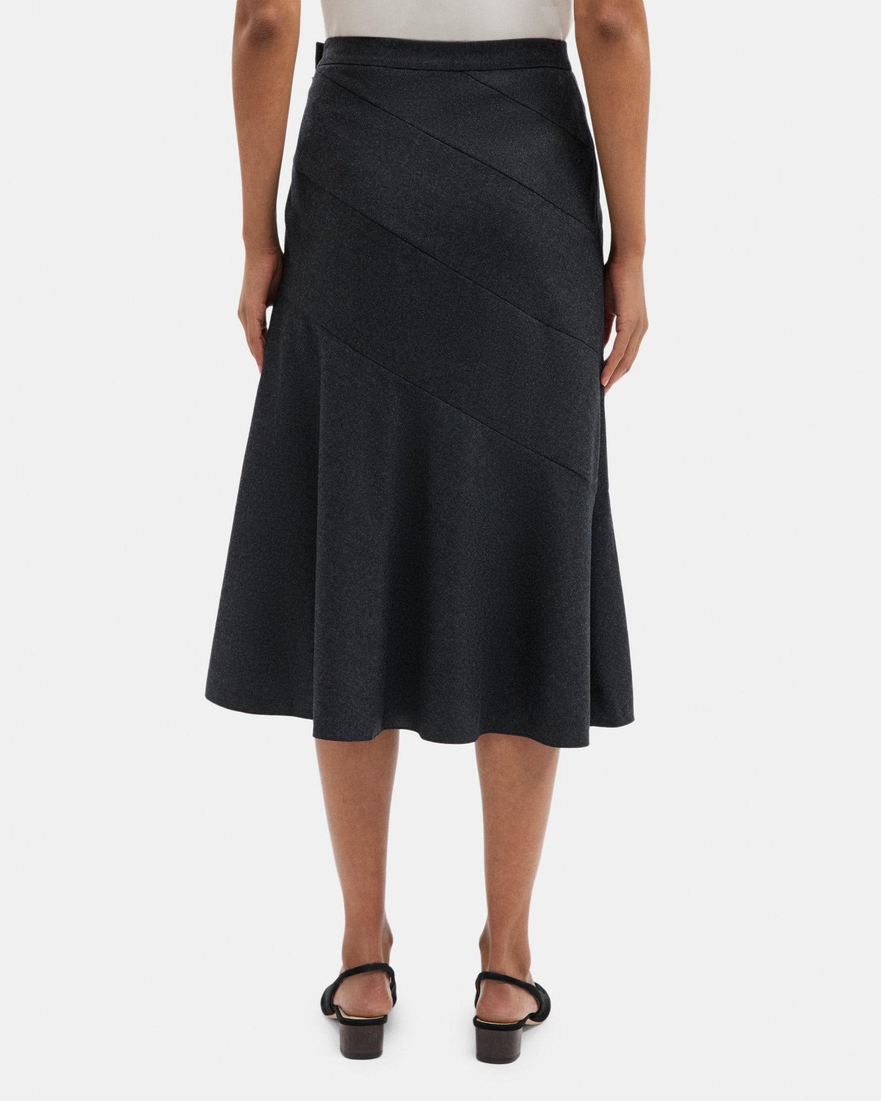 Diagonal Midi Skirt in Wool Flannel Product Image