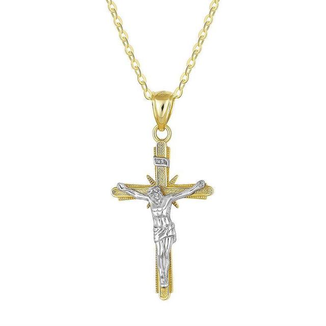 Taylor Grace 10k Two Tone Crucifix Pendant Necklace, Womens Product Image