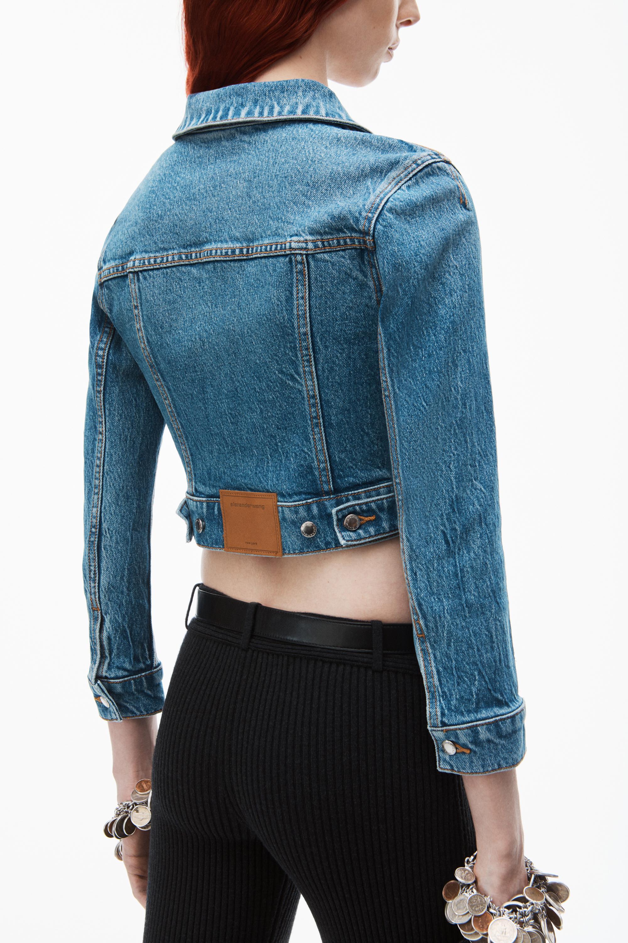 Shrunken Trucker Cardi In Denim Product Image