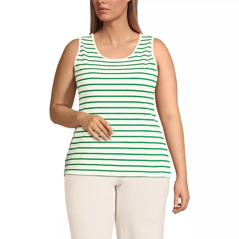 Plus Size Lands End Cotton Scoopneck Tank Top, Womens Bright Green Product Image