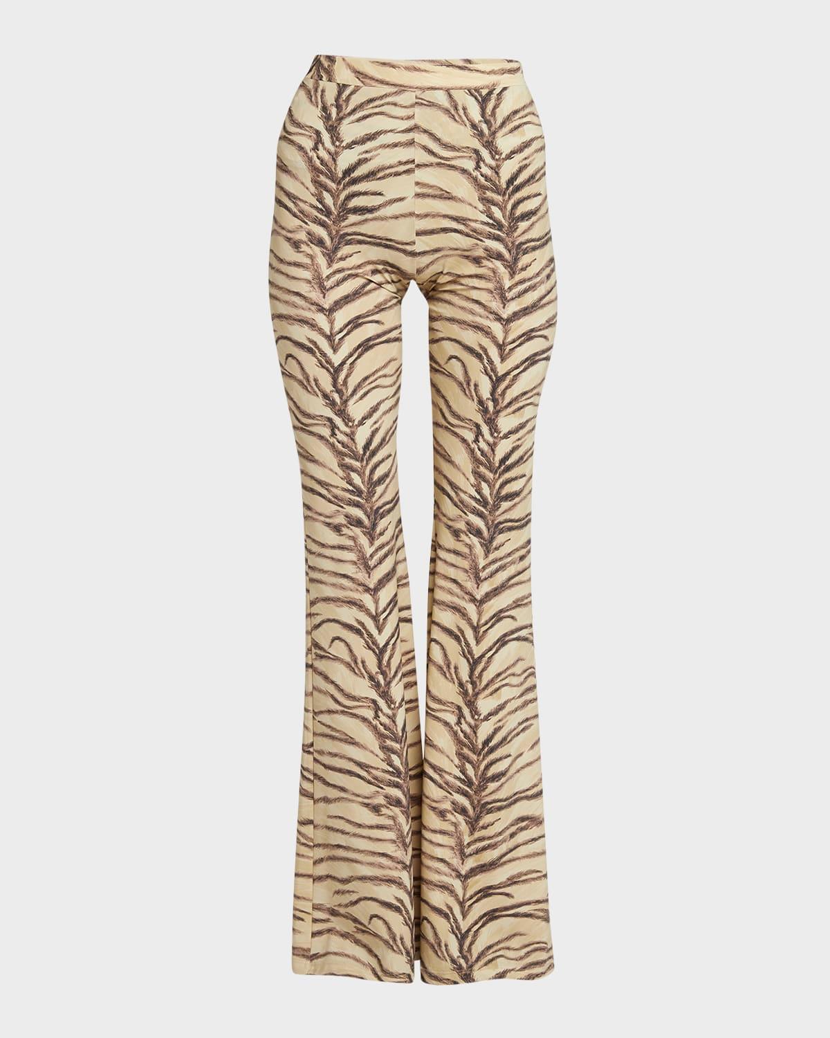 Tiger Print Flared Trousers Product Image