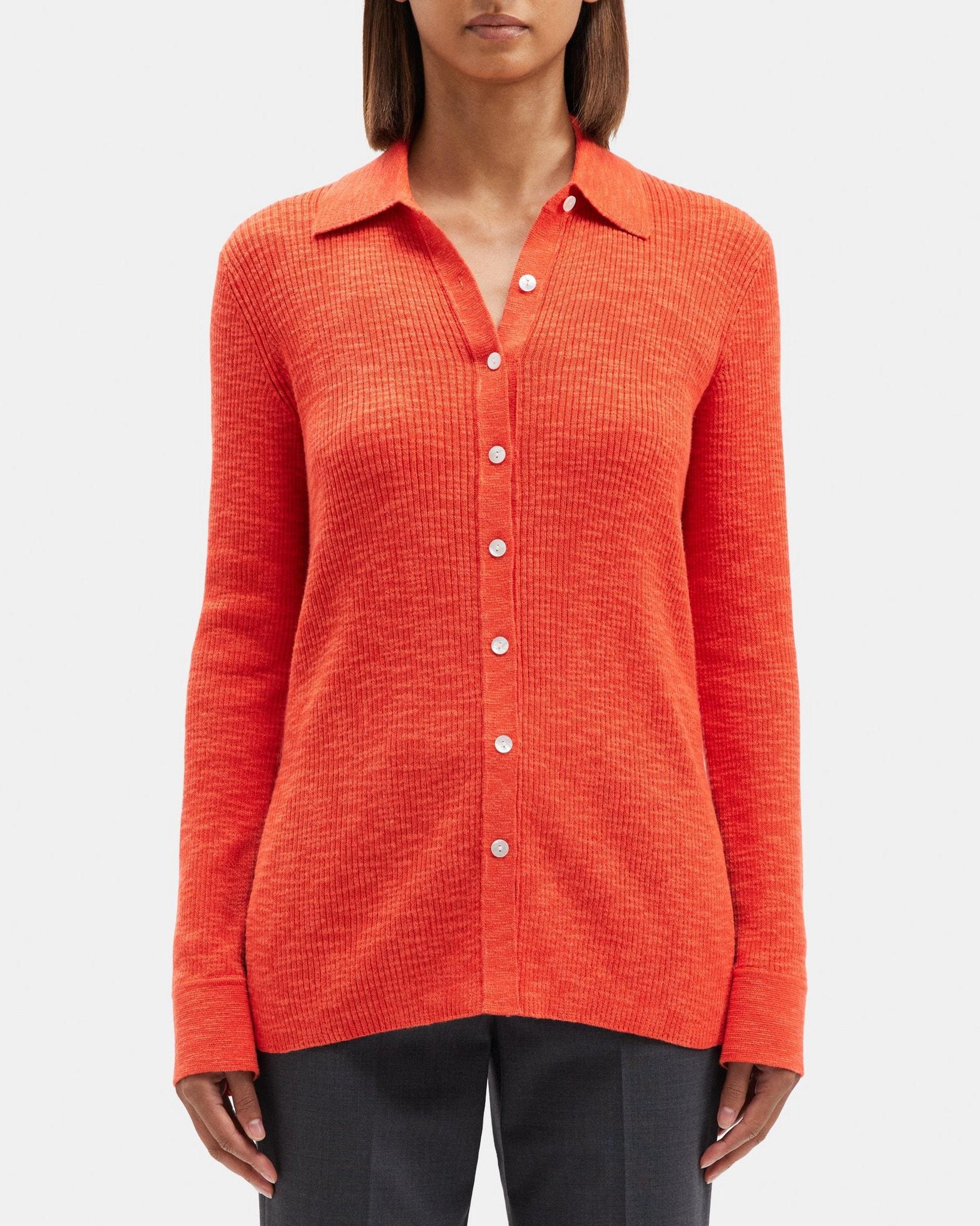 Rib Knit Shirt in Slub Cotton Blend Product Image