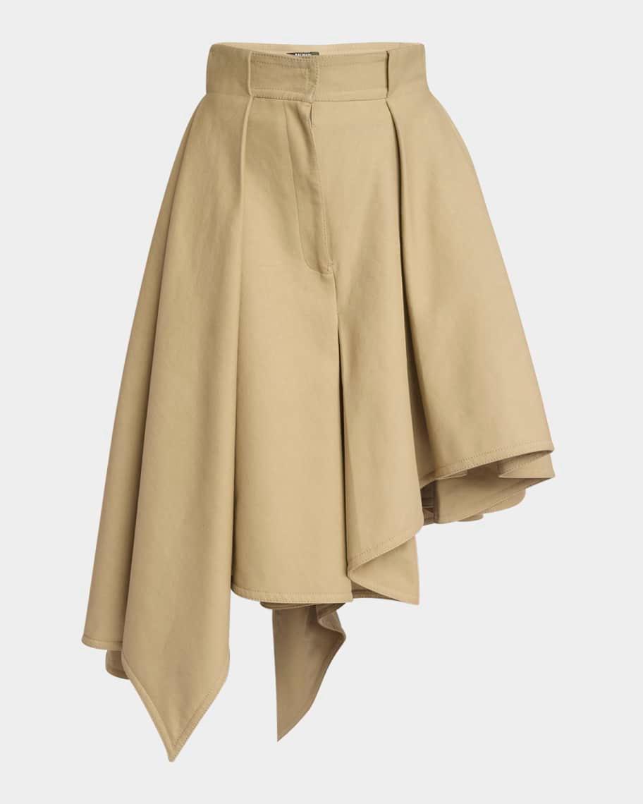 Pleated High-Low Cotton Midi Skirt product image