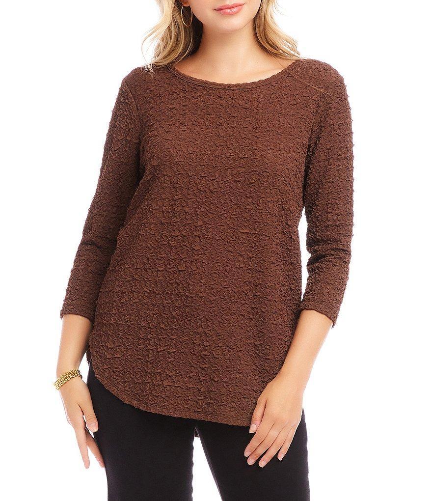 Karen Kane Bubble Stretch Boat Neck 3/4 Sleeve Top Product Image