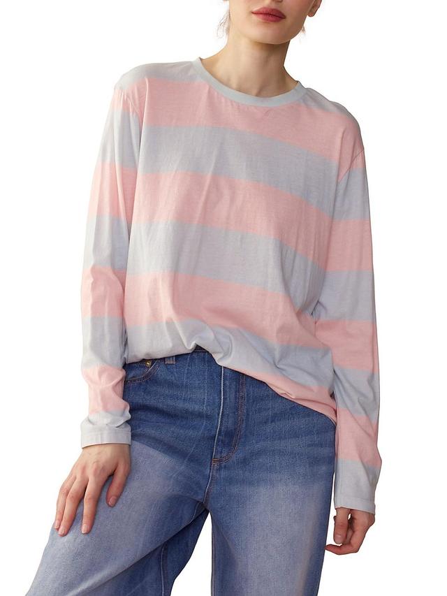 Womens Striped Cotton Long-Sleeve Shirt Product Image