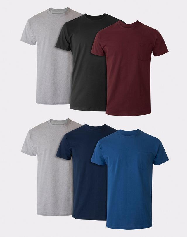 Hanes Mens Cotton Pocket T-Shirt, Moisture-Wicking with Odor Control, Assorted, 6-Pack 2XL Product Image