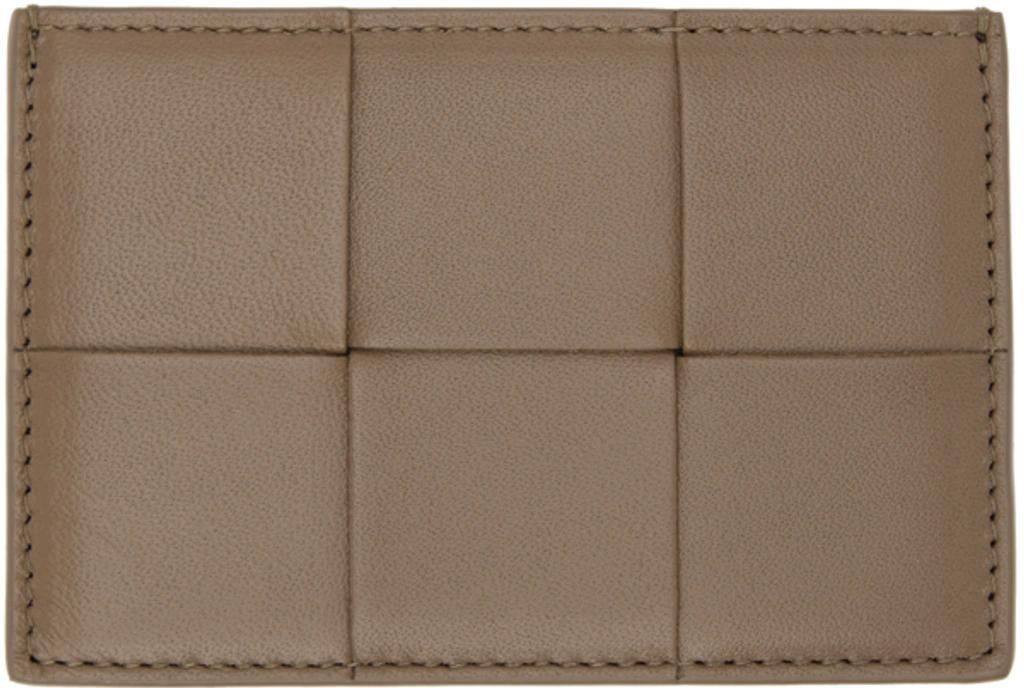 BOTTEGA VENETA Brown Cassette Card Holder In 2560 Taupe Grey Gold Product Image