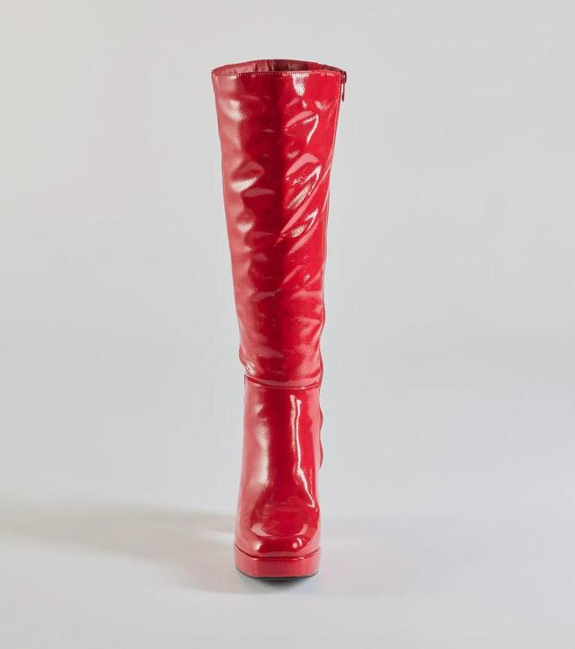 So Stunning Patent Faux Leather Under The Knee Platform Boots Product Image