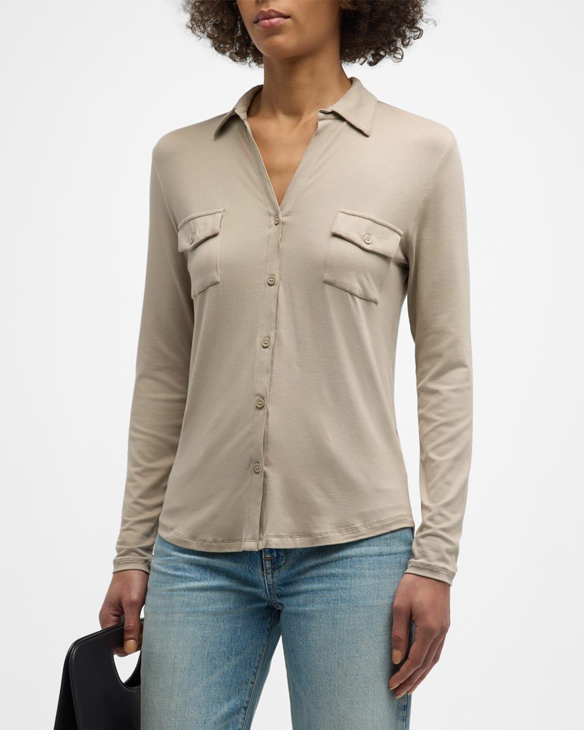 Womens Soft Touch Long-Sleeve Pocket Shirt Product Image