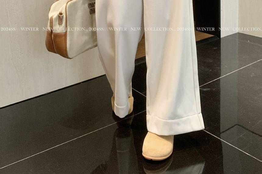 High Rise Plain Wide Leg Pants Product Image