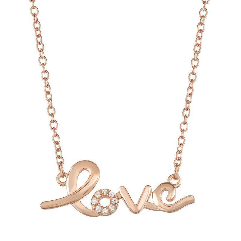 Sterling Silver Love Necklace, Womens White Product Image