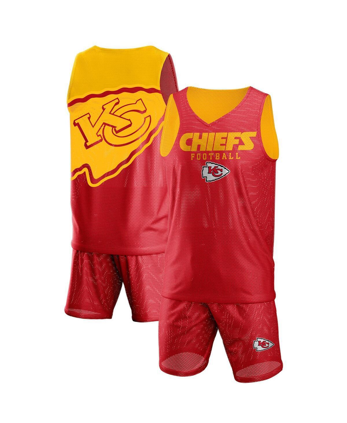 Mens Foco Red Kansas City Chiefs Colorblock Mesh V-Neck Tank Top and Shorts Set Product Image