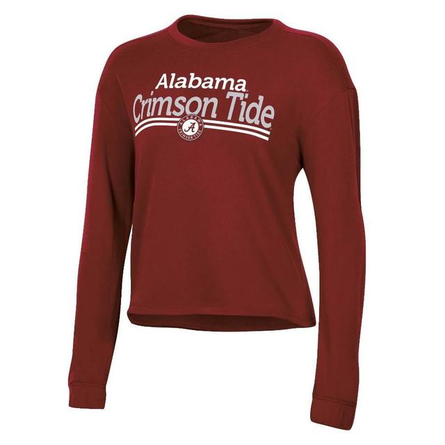 NCAA Alabama Crimson Tide Womens Crew Neck Fleece Double Stripe Sweatshirt Product Image