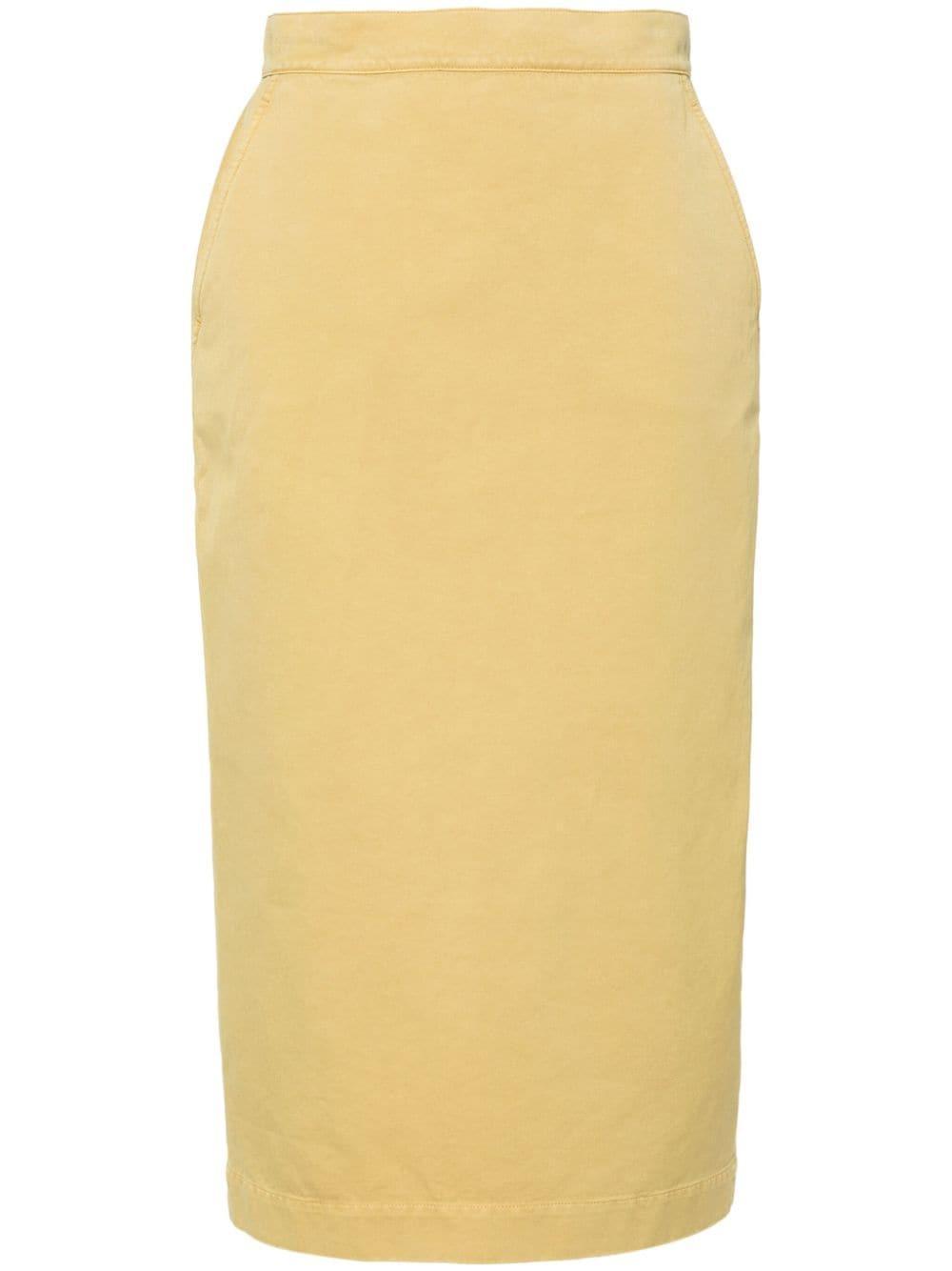 Denver Cotton Twill Pencil Skirt In Senape Product Image