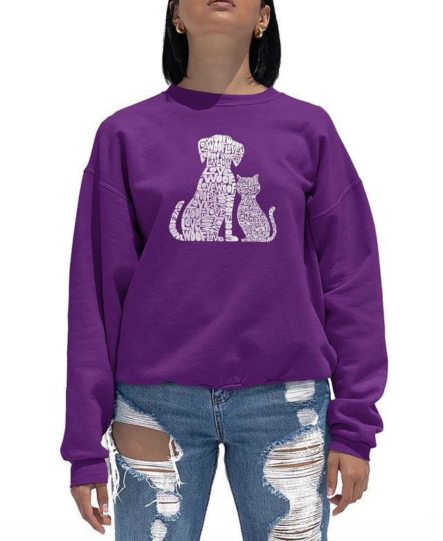 Womens Crewneck Word Art Dogs and Cats Sweatshirt Top Product Image