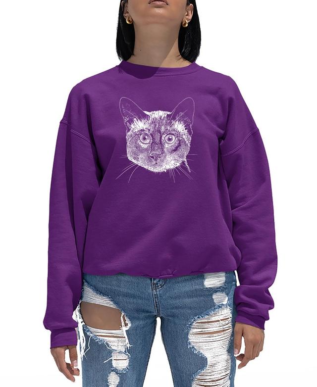 Womens Crewneck Word Art Siamese Cat Sweatshirt Top Product Image