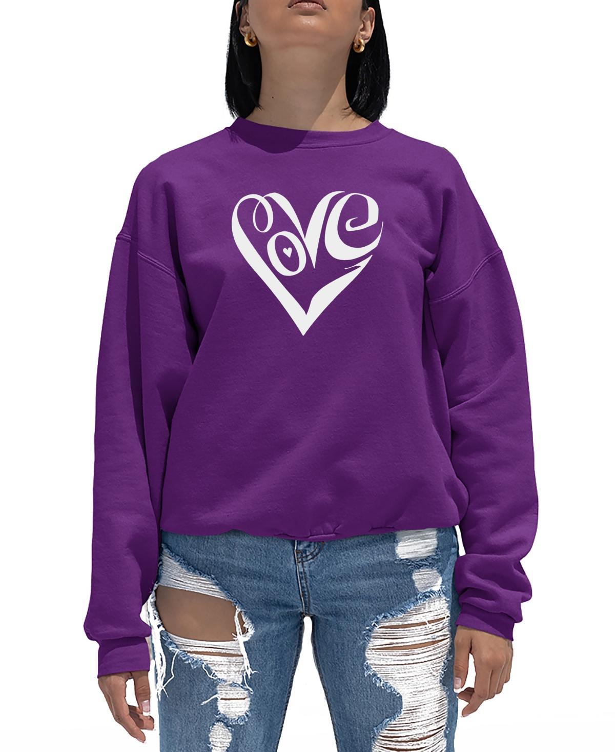 Womens Crewneck Word Art Script Love Heart Sweatshirt Top Product Image