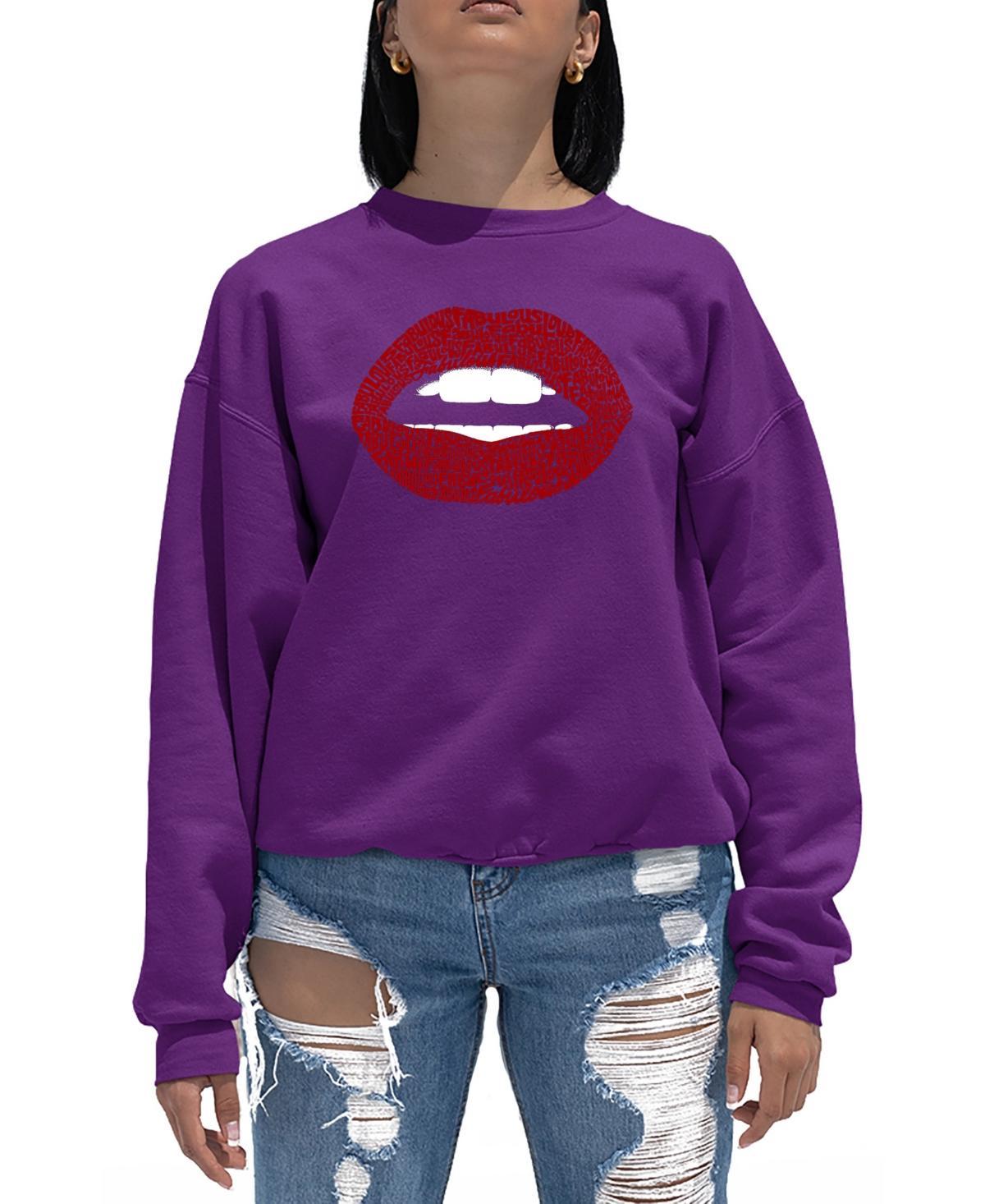 Womens Word Art Crewneck Fabulous Lips Sweatshirt Product Image