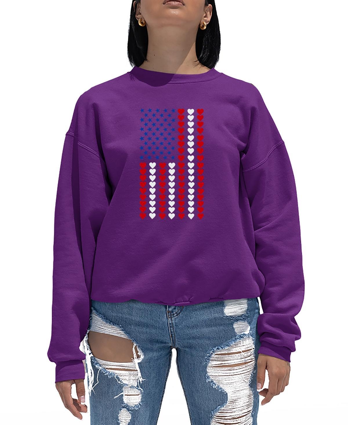 La Pop Art Womens Word Art Heart Flag Crewneck Sweatshirt Product Image