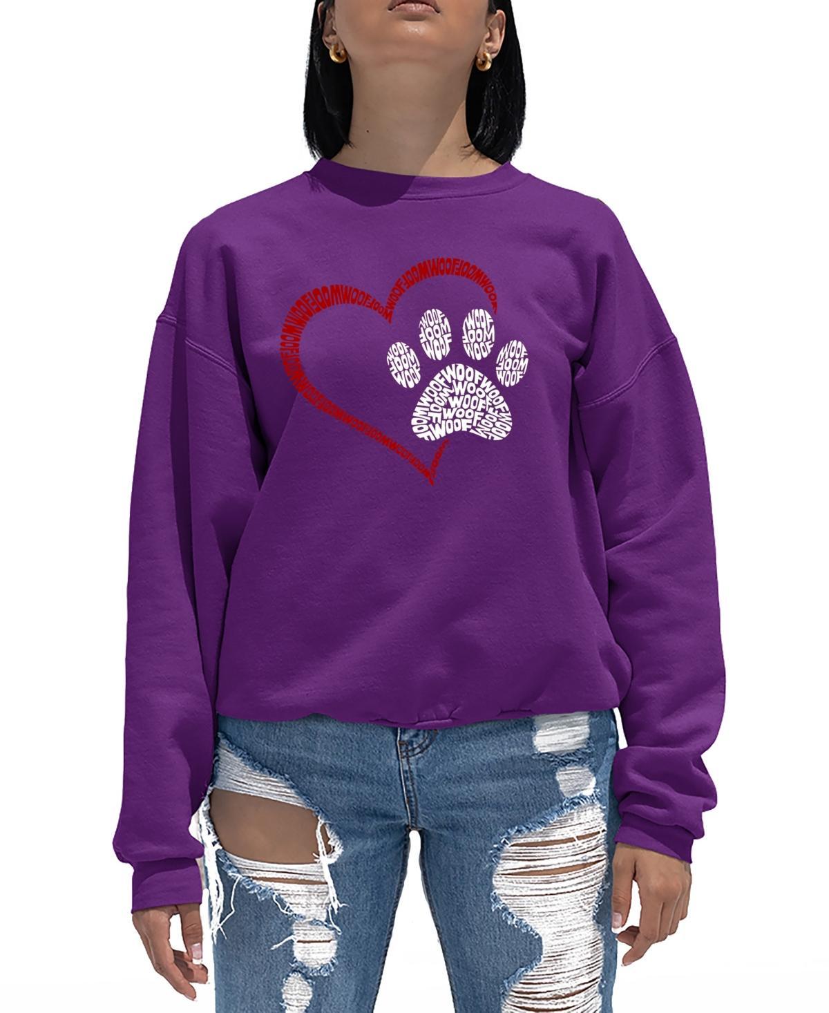 La Pop Art Womens Word Art Paw Heart Crewneck Sweatshirt Product Image