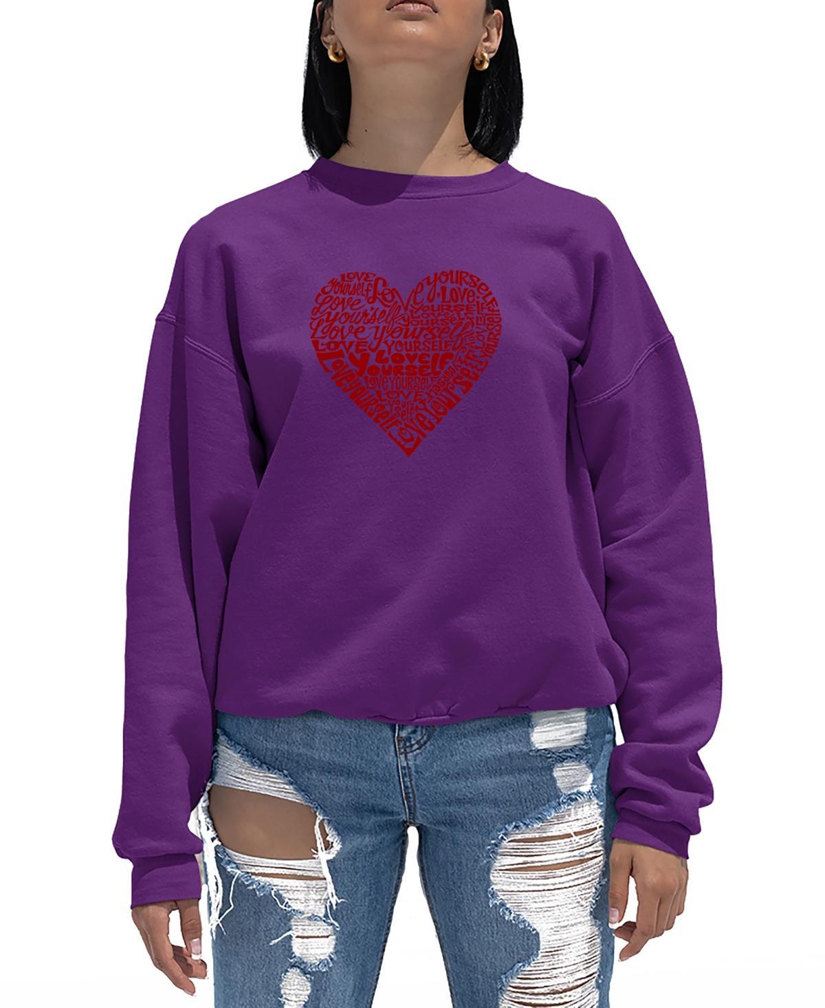 La Pop Art Womens Love Yourself Word Art Crewneck Sweatshirt Product Image