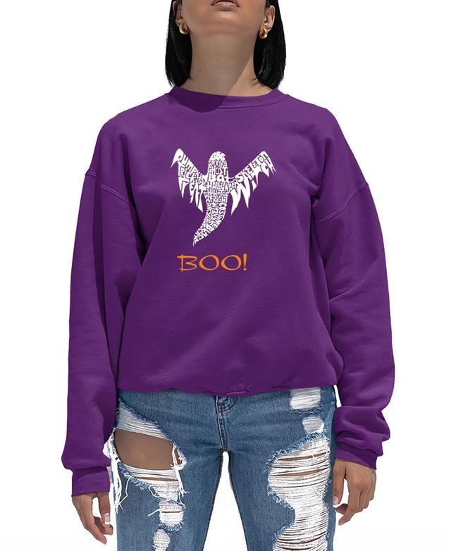 La Pop Art Womens Halloween Ghost Word Art Crewneck Sweatshirt Product Image