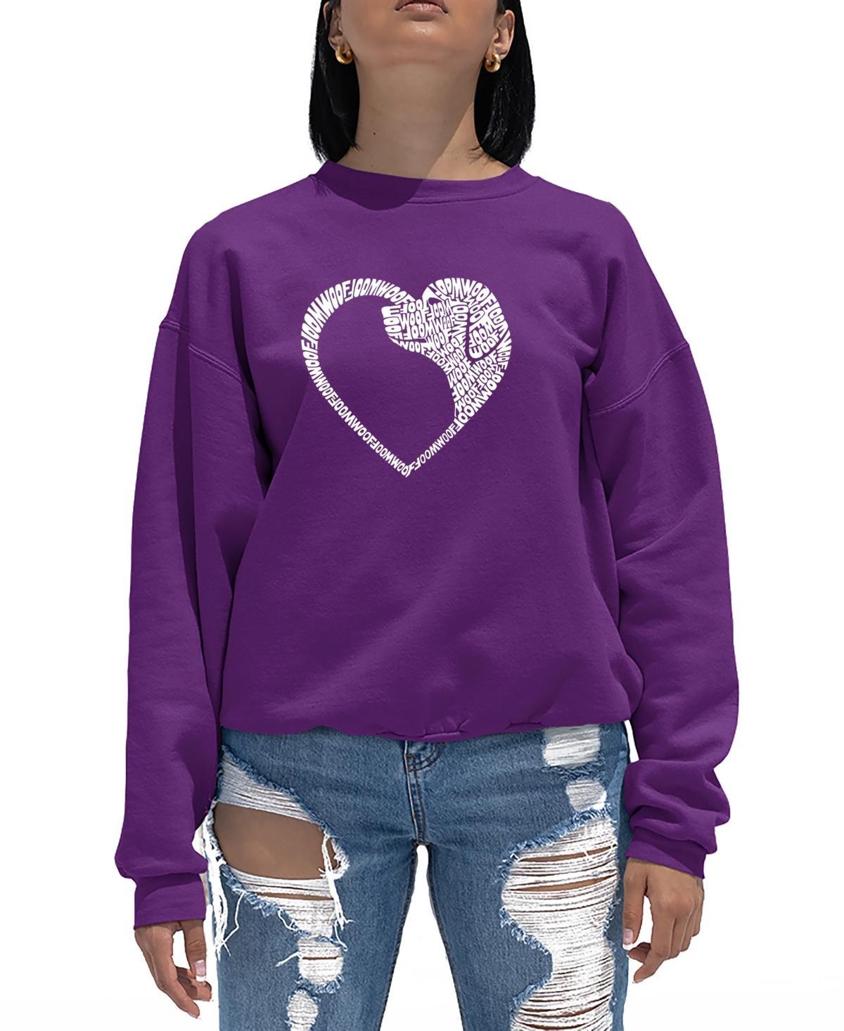 La Pop Art Womens Dog Heart Word Art Crewneck Sweatshirt Product Image