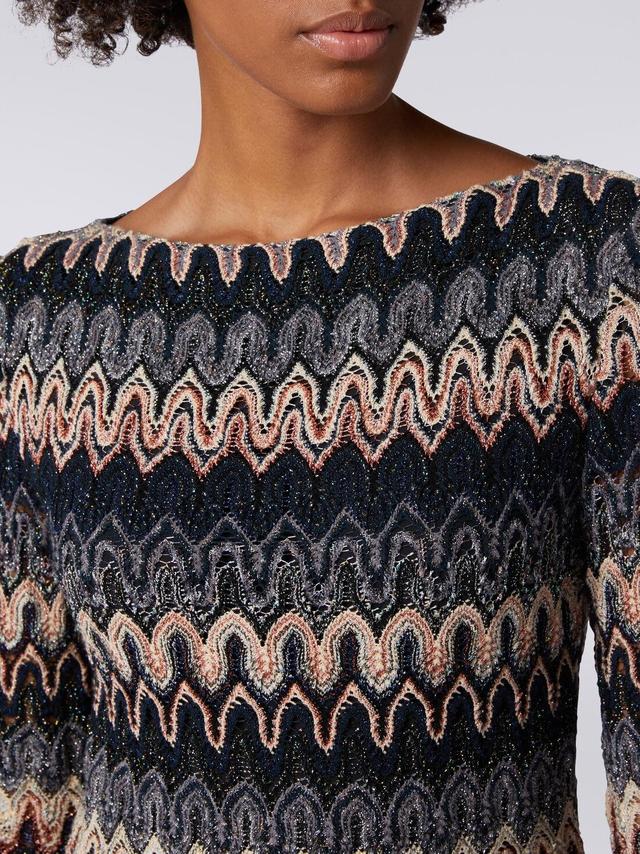 Long-sleeved minidress in viscose blend with wave pattern Multicoloured | Missoni Product Image