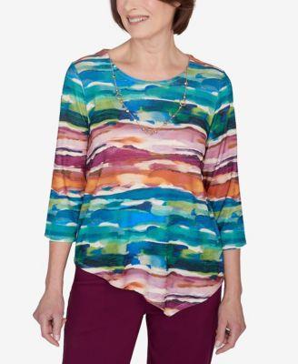 Classic Watercolor Biadere Top with Necklace Product Image