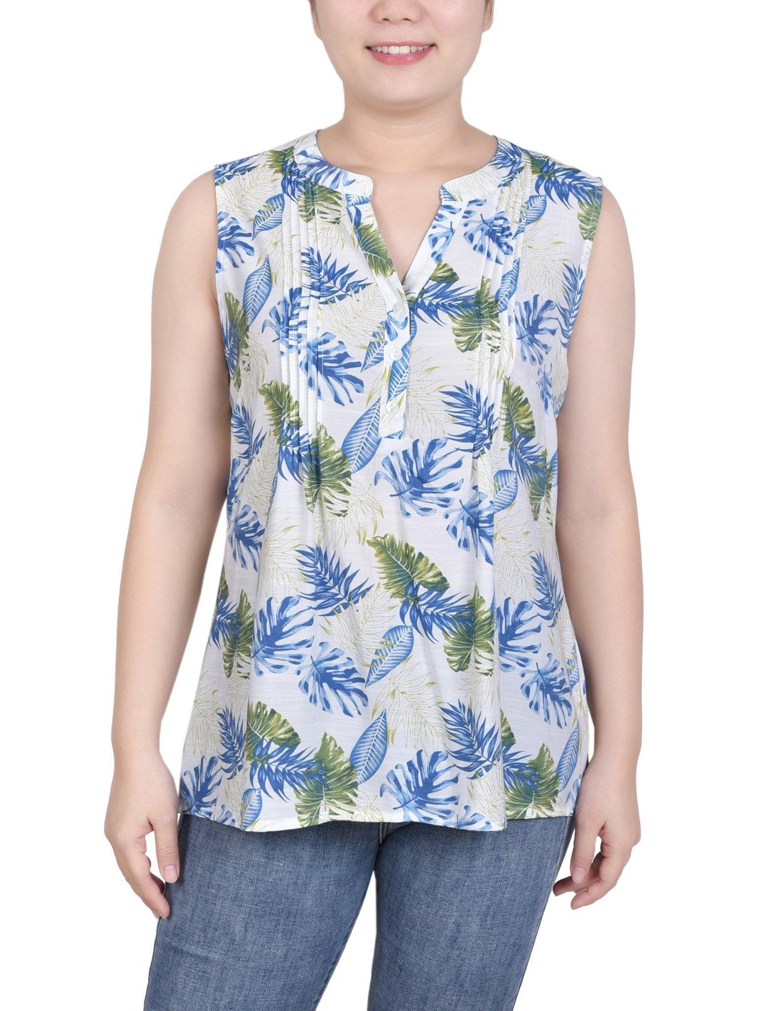 Sleeveless Pintucked Blouse - Petite Product Image