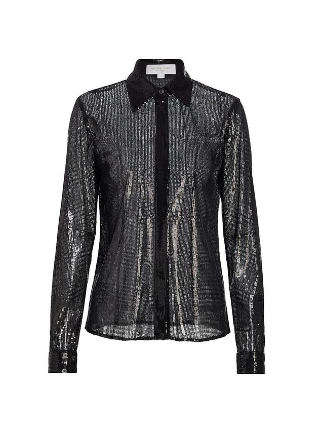 Womens Hansen Sequined Button-Down Shirt Product Image