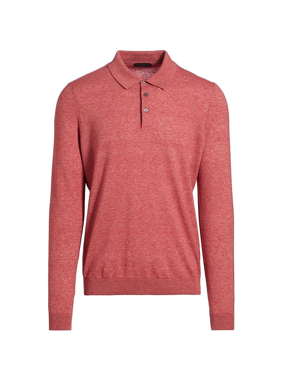 Mens COLLECTION Cotton Long-Sleeve Polo Shirt Product Image