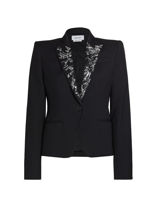 Womens Embroided Lapel Jacket Product Image