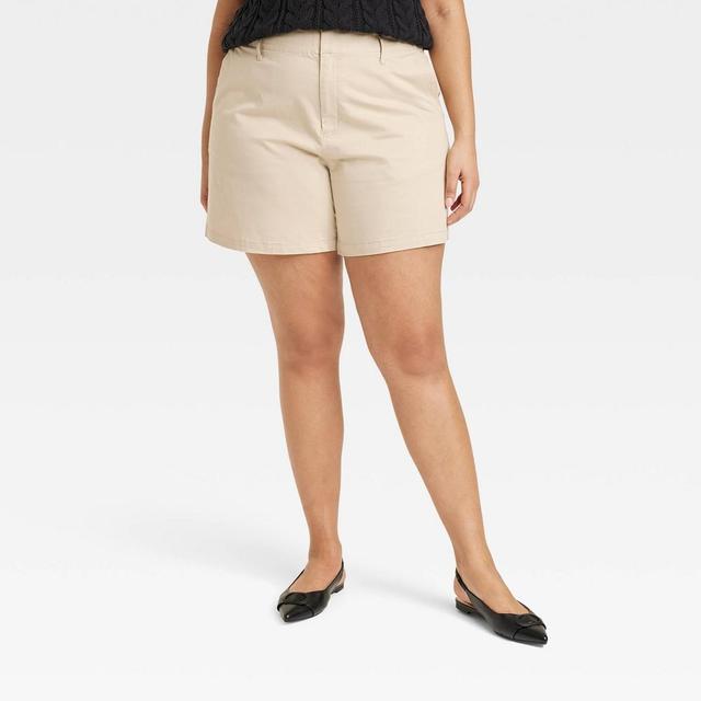 Womens High-Rise Tailored Everyday Shorts - A New Day Tan 17 Product Image