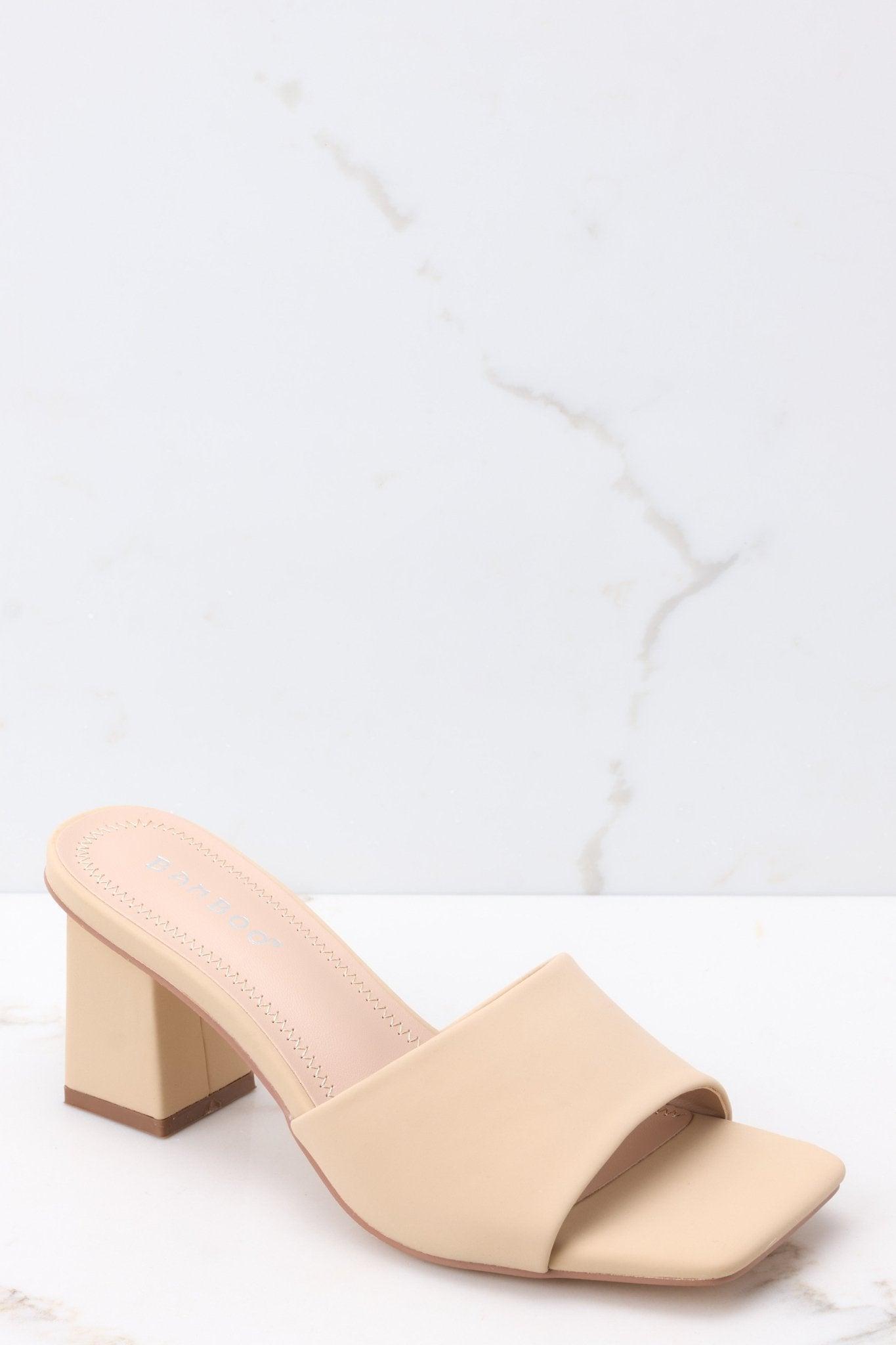 Come On Over Beige Suede Bock Heel Sandal Product Image