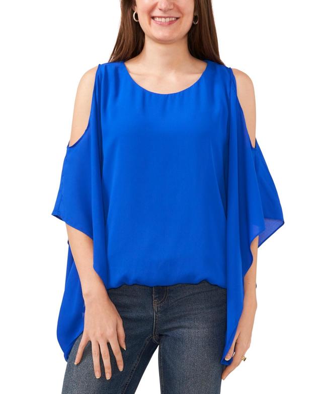 Sam & Jess Womens Cold-Shoulder Cape-Sleeve Top Product Image