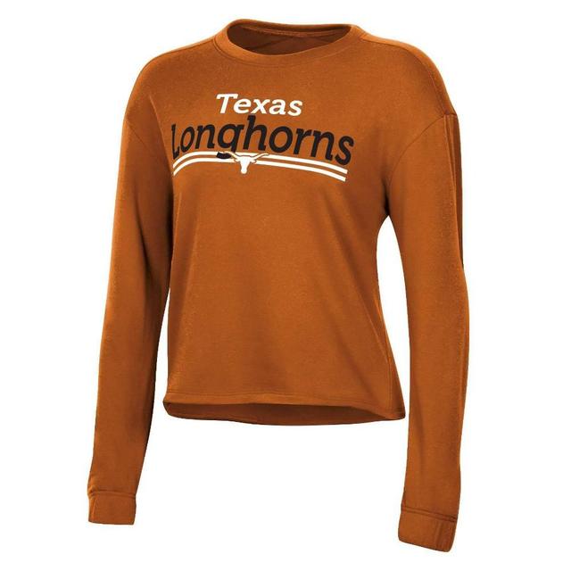 NCAA Texas Longhorns Womens Crew Neck Fleece Double Stripe Sweatshirt Product Image