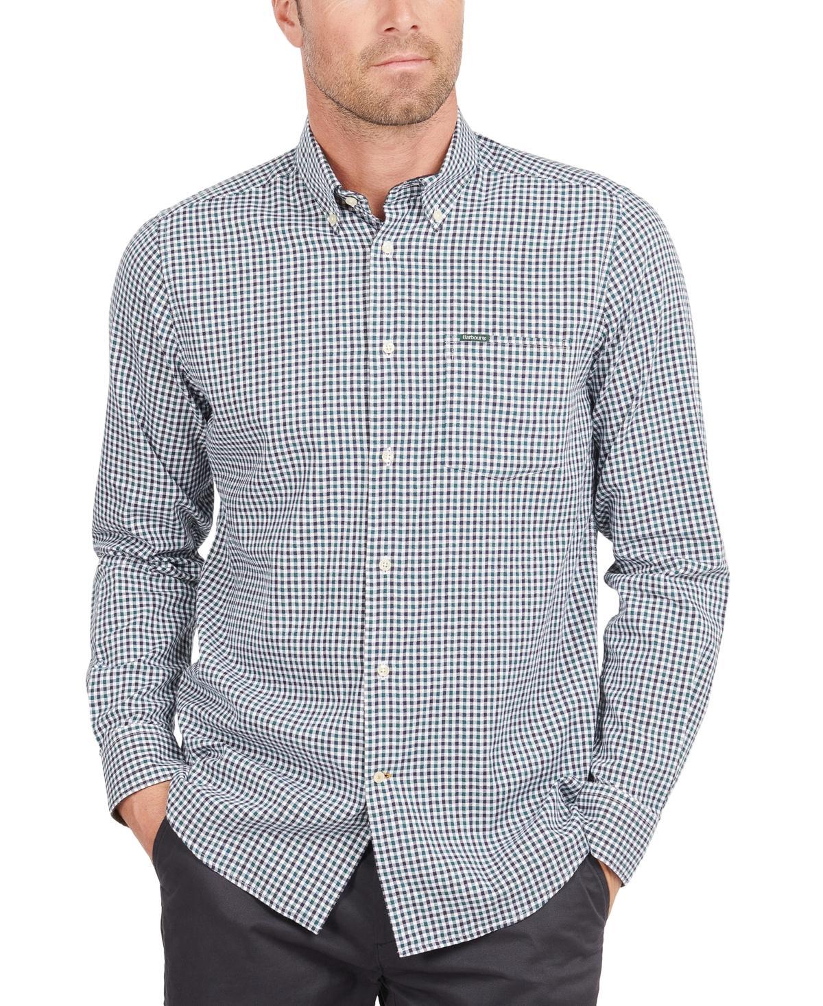 Barbour Mens Padshaw Tailored-Fit Textured Gingham Check Button-Down Broken Twill Shirt Product Image