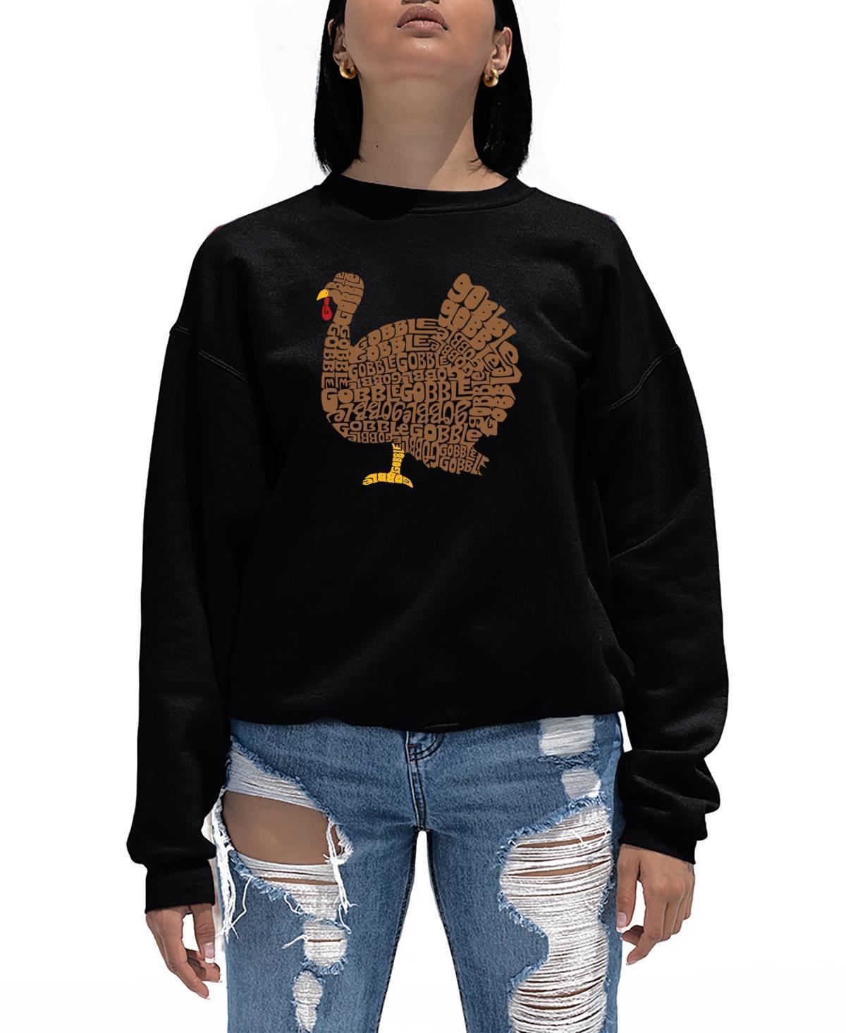 La Pop Art Womens Thanksgiving Word Art Crewneck Sweatshirt Product Image