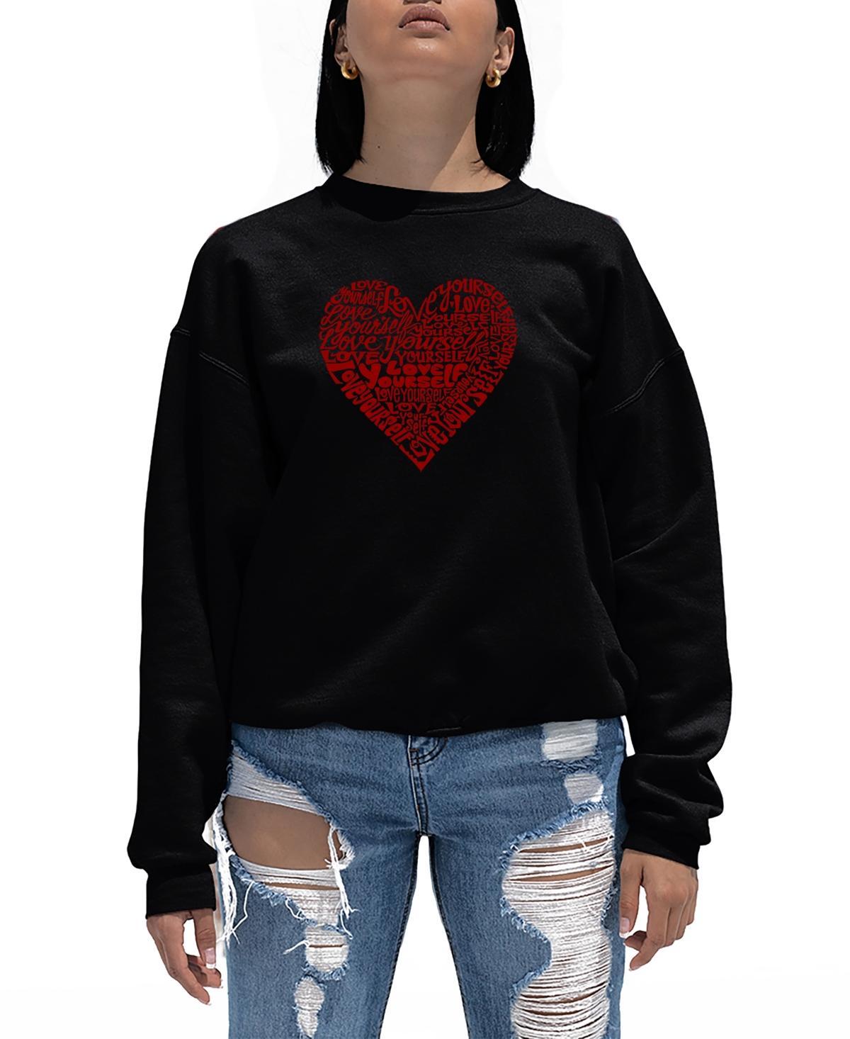 La Pop Art Womens Love Yourself Word Art Crewneck Sweatshirt Product Image