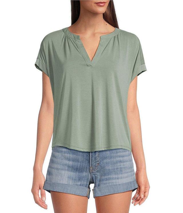 Lucky Brand Split V-Neck Short Sleeve Tee Shirt Product Image