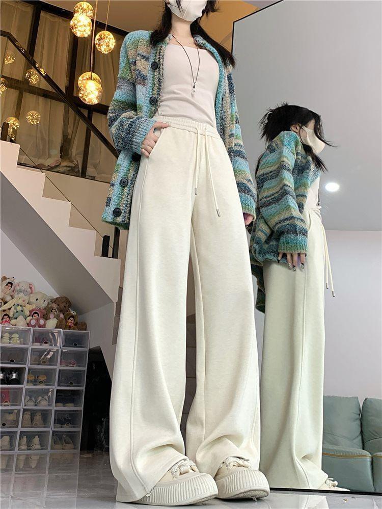 High Waist Plain Wide Leg Sweatpants Product Image