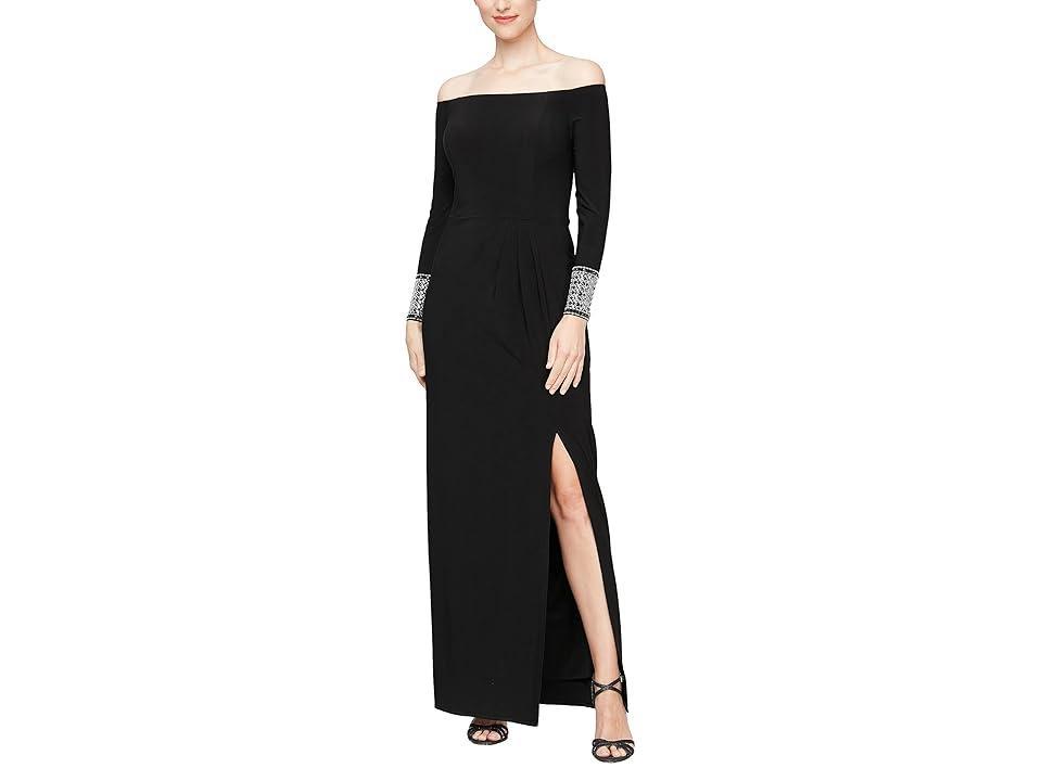 Alex Evenings Off the Shoulder Long Sleeve Gown Product Image