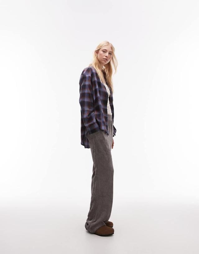 Topshop Tall cord sweatpants in gray Product Image