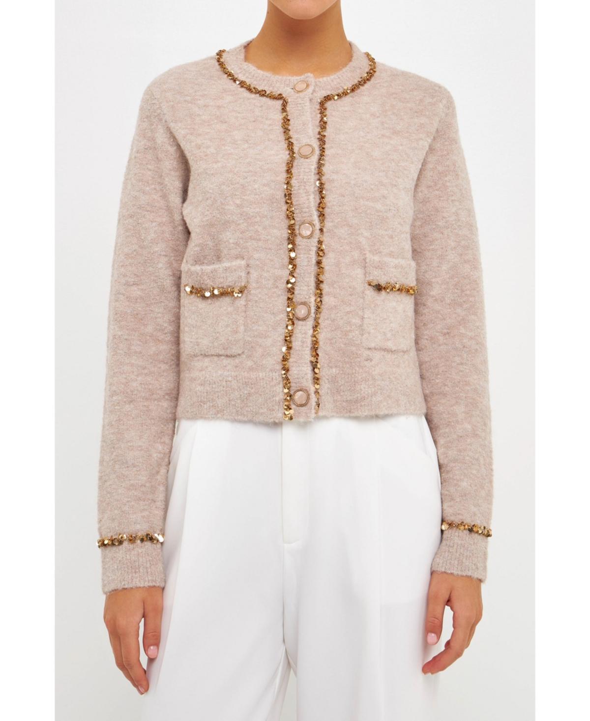 Womens Sequins Trim Cardigan Product Image