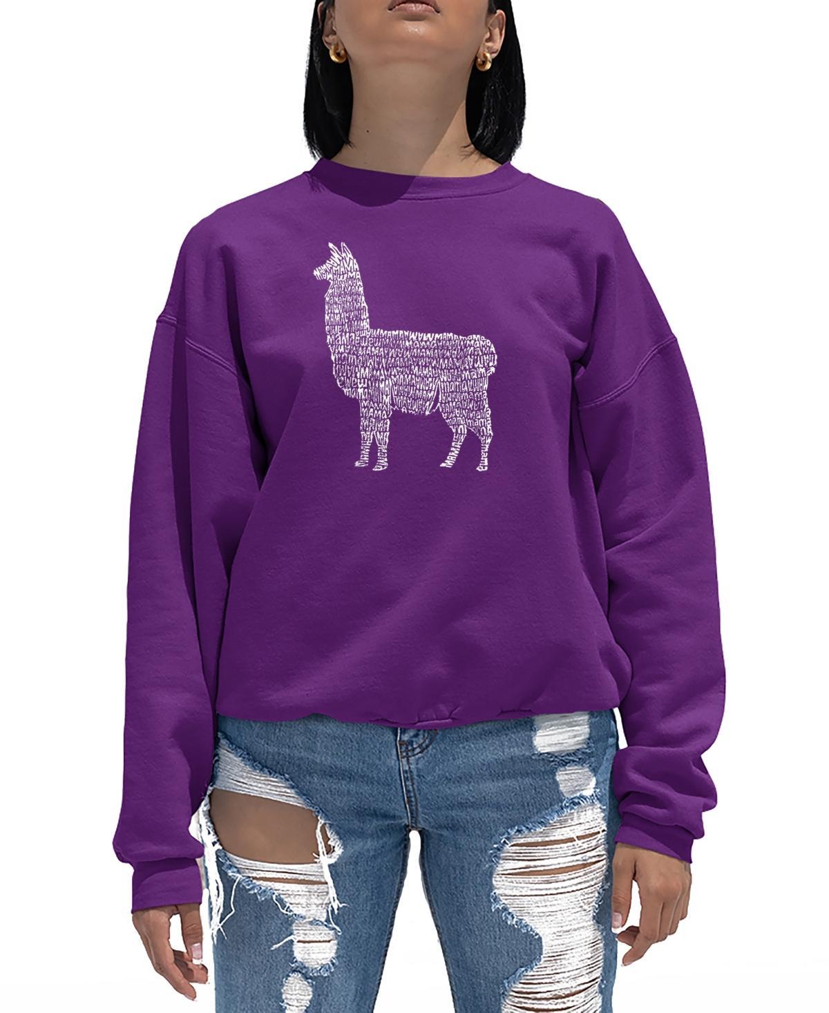 La Pop Art Womens Llama Mama Word Art Crewneck Sweatshirt Product Image