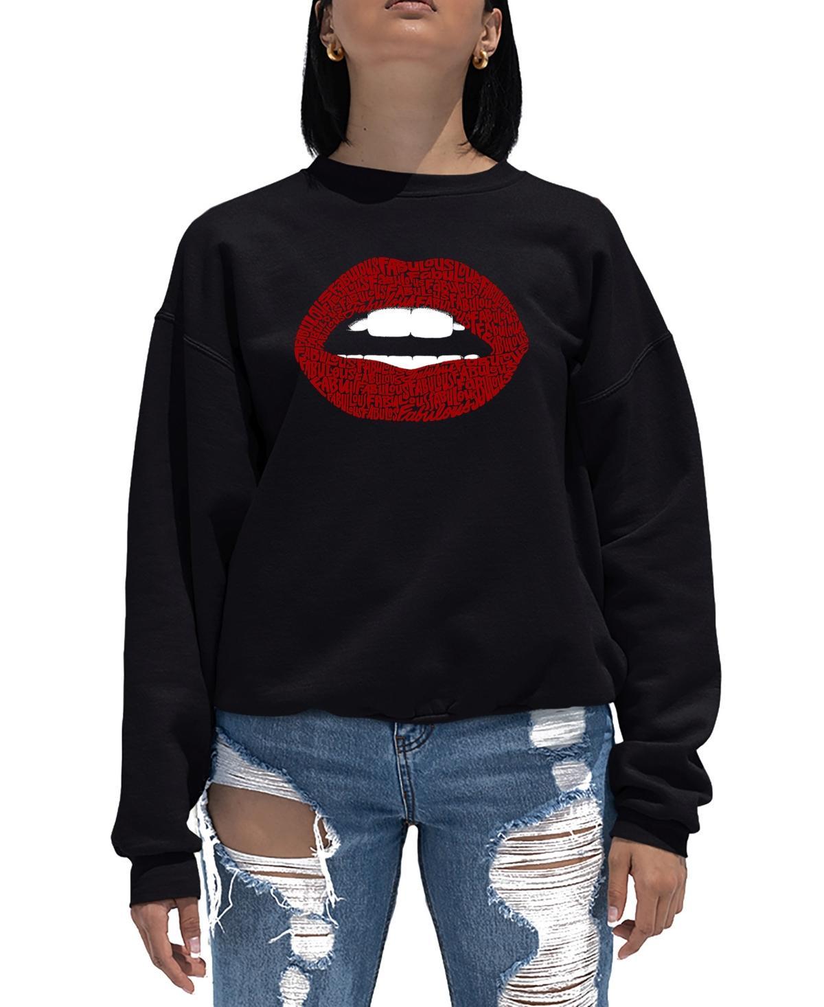 Womens Word Art Crewneck Fabulous Lips Sweatshirt Product Image