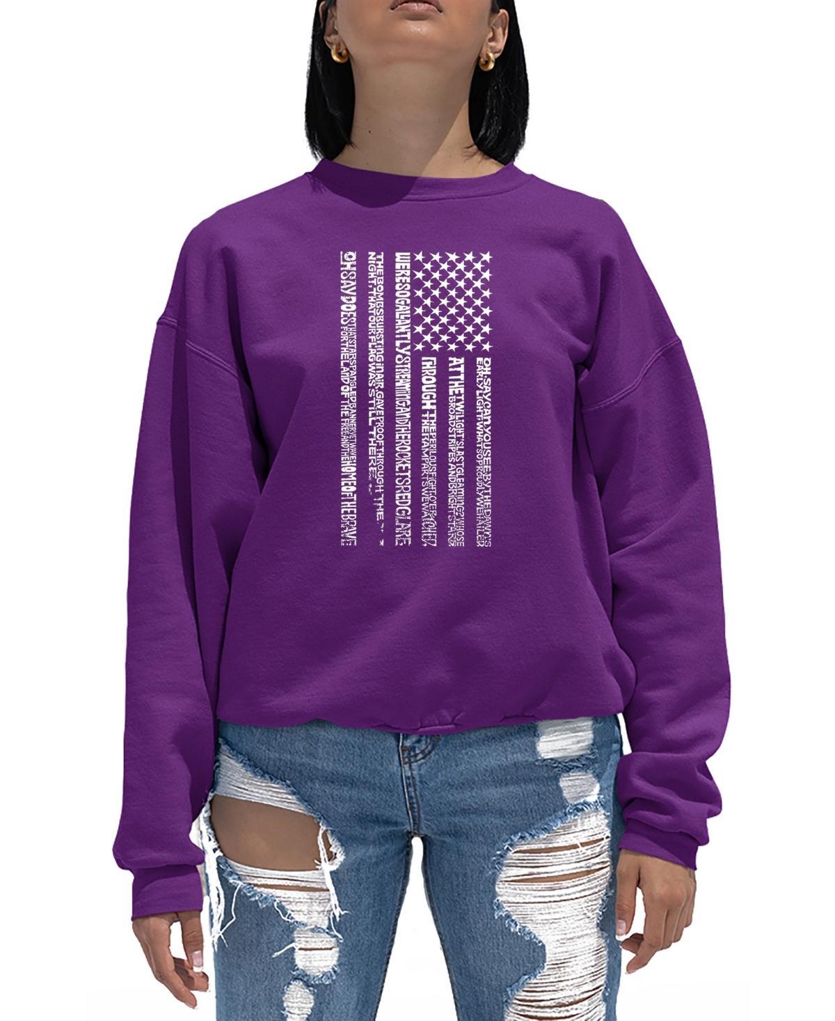 Womens Word Art Crewneck National Anthem Flag Sweatshirt Product Image