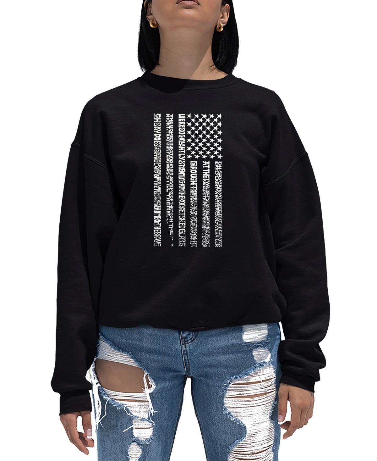 Womens Word Art Crewneck National Anthem Flag Sweatshirt Product Image